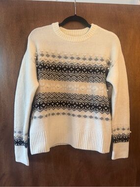 AQUA Pearl Embellished Fair Isle Sweater ✨